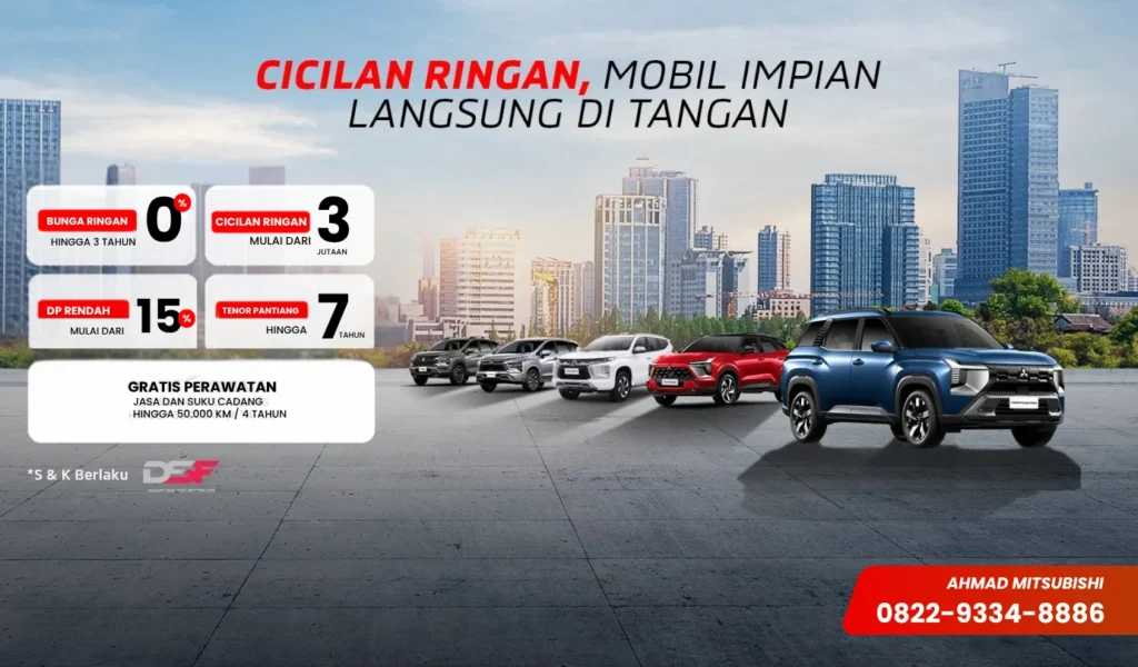 banner promo 1 gambar desain promo mitsubishi pekanbaru dengan gambar mobil mitsubishi unggulan